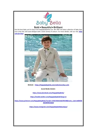 Baby Suits for Boys | Happybabybella.com