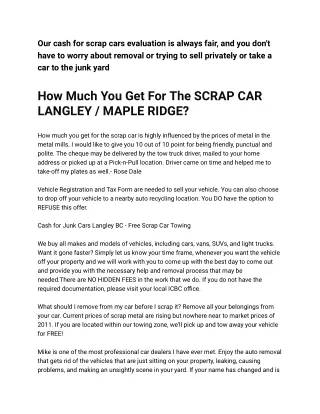 our cash for scrap cars evaluation is always fair
