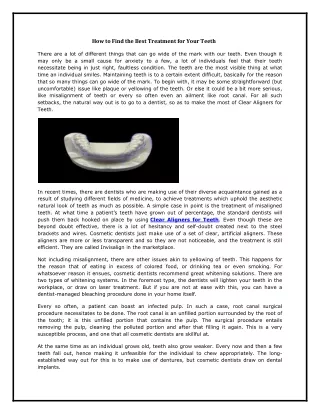 How to Find the Best Treatment for Your Teeth
