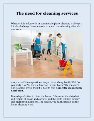 The need for cleaning services