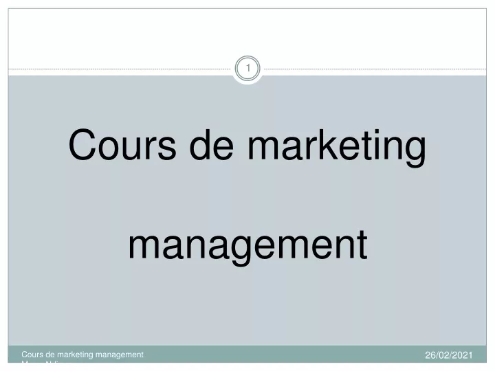 cours de marketing management