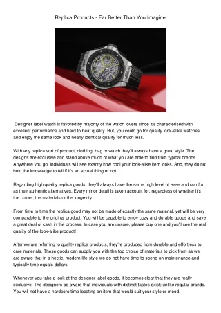 replica products far better than you imagine