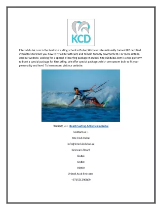 Beach Surfing Activities in Dubai | Kiteclubdubai.com