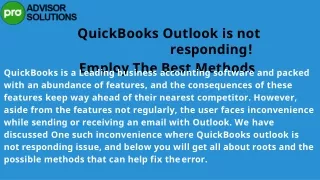 quickbooks outlook is not responding employ the best methods