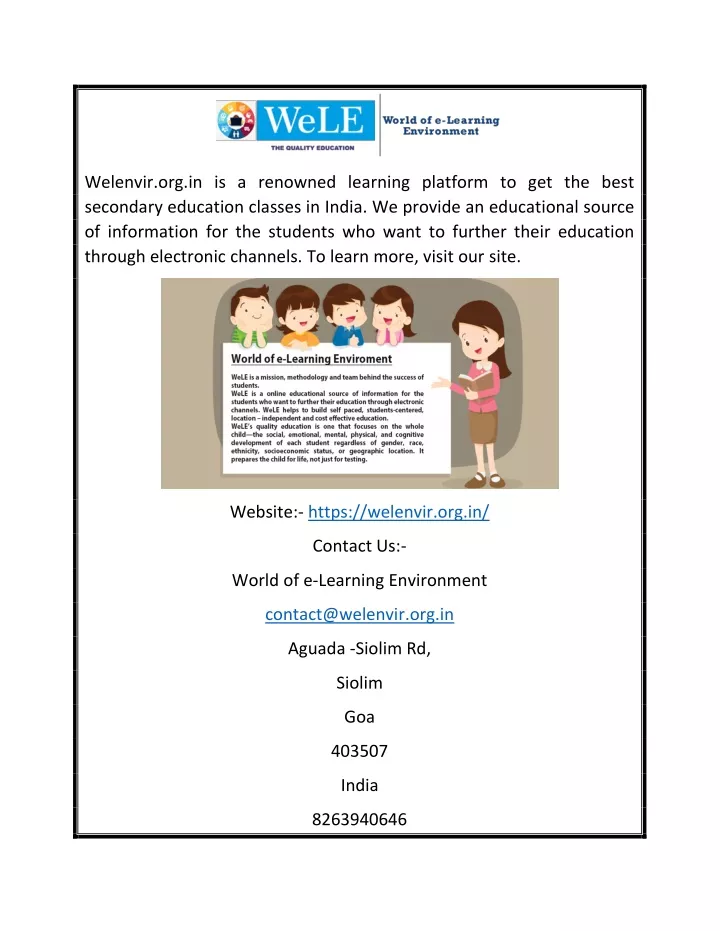 welenvir org in is a renowned learning platform