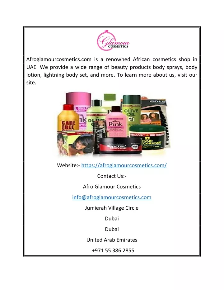 afroglamourcosmetics com is a renowned african