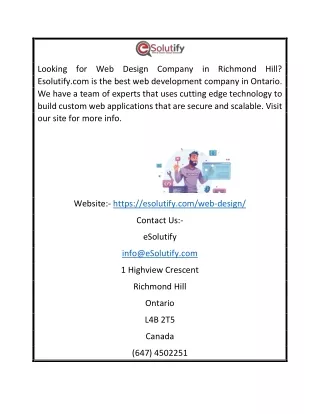 looking for web design company in richmond hill
