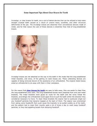 Some Important Tips About Clear Braces for Teeth