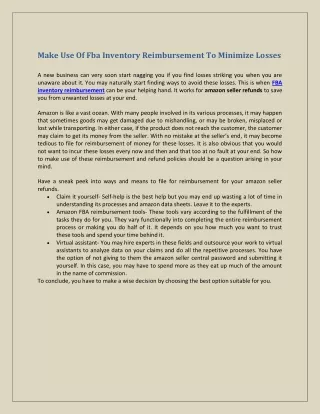 make use of fba inventory reimbursement