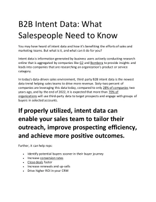 B2B Intent Data: What Salespeople Need to Know