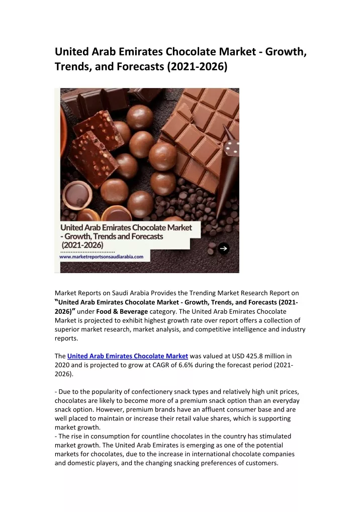 united arab emirates chocolate market growth