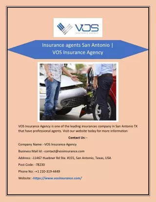 Insurance agents San Antonio | VOS Insurance Agency