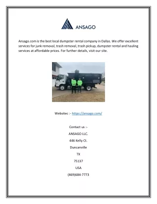 Local Dumpster Rental Company in Dallas | Ansago.com