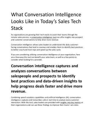 What Conversation Intelligence Looks Like in Today’s Sales Tech Stack