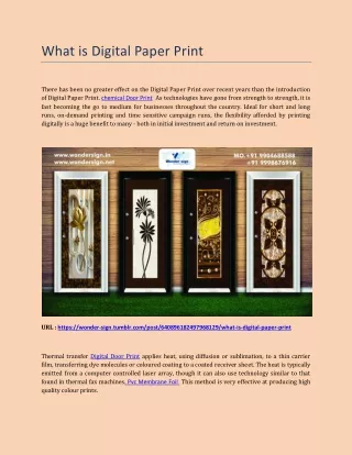 What is Digital Paper Print
