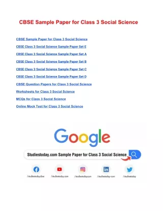 cbse sample paper for class 3 social science