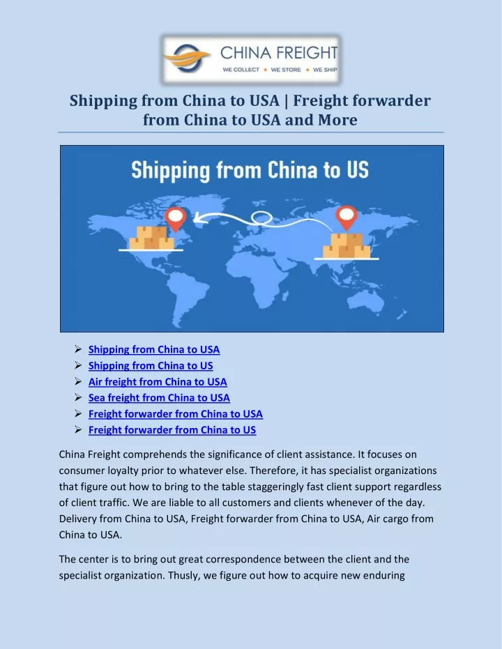 shipping from china to usa freight forwarder from