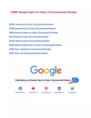 cbse sample paper for class 3 environmental