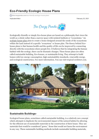 ecologic house plans