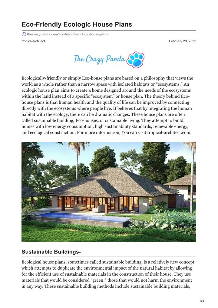 eco friendly ecologic house plans