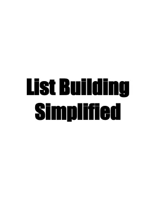 Email List Building Simplified