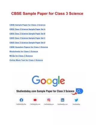 cbse sample paper for class 3 science