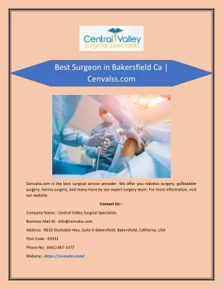 best surgeon in bakersfield ca cenvalss com