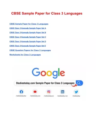 cbse sample paper for class 3 languages