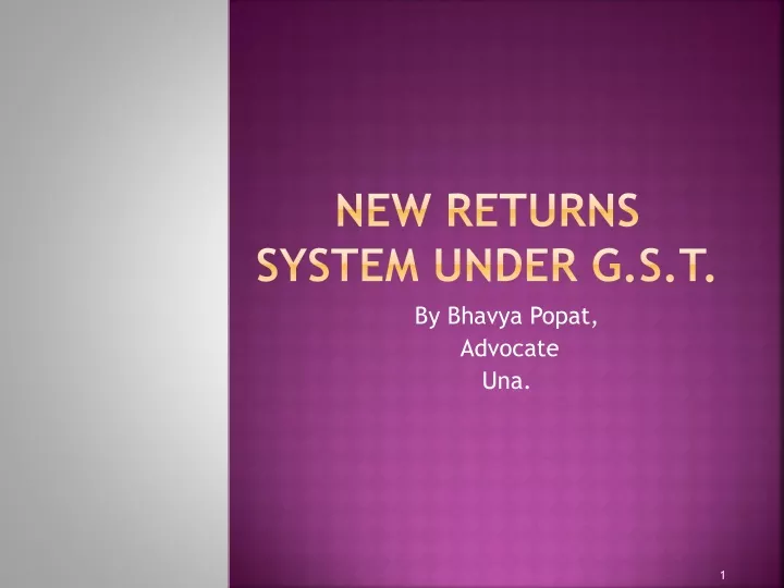 new returns system under g s t