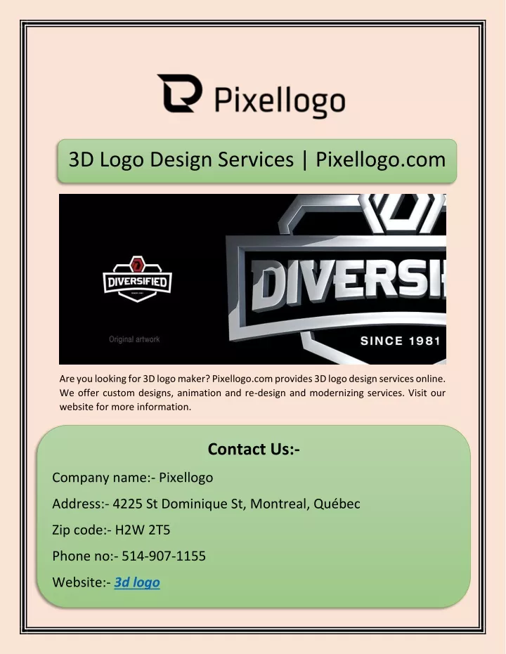 3d logo design services pixellogo com