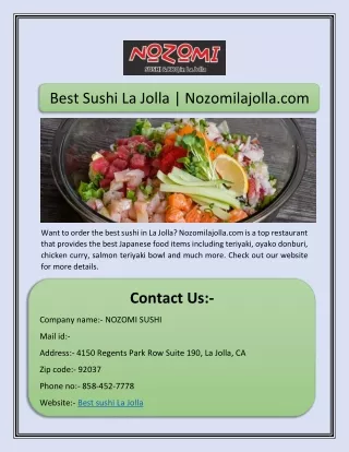 best sushi la jolla nozomilajolla com