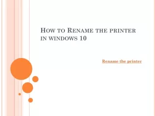 How to Rename the Printer in Windows 10