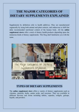the major categories of dietary supplements