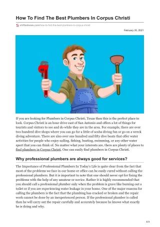 How To Find The Best Plumbers In Corpus Christi