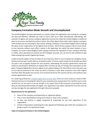 company formation made smooth and uncomplicated