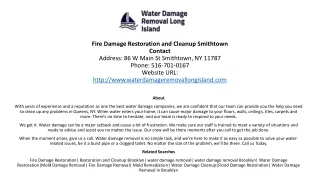 Fire Damage Restoration and Cleanup Smithtown