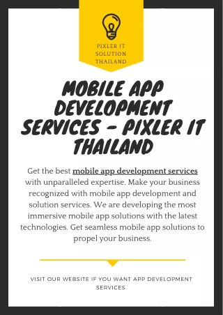Mobile App Development Services - Pixler IT Thailand