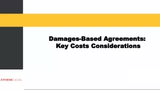 Damages-Based Agreements:  Key Costs Considerations