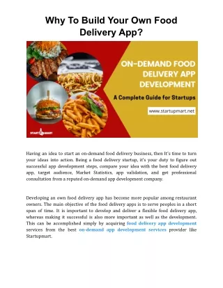why to build your own food delivery app