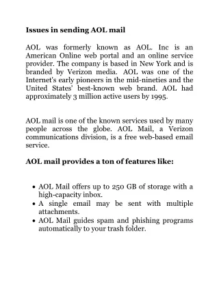 Issues in sending AOL mail