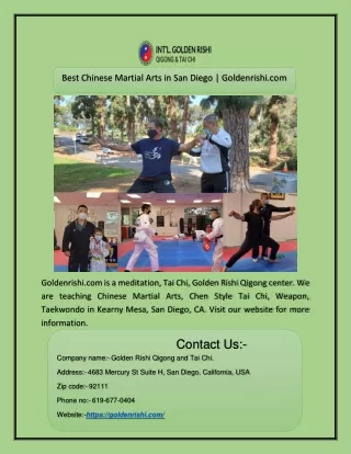 Best Chinese Martial Arts in San Diego | Goldenrishi.com