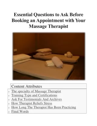 Essential Questions to Ask Before Booking an Appointment with Your Massage Therapist