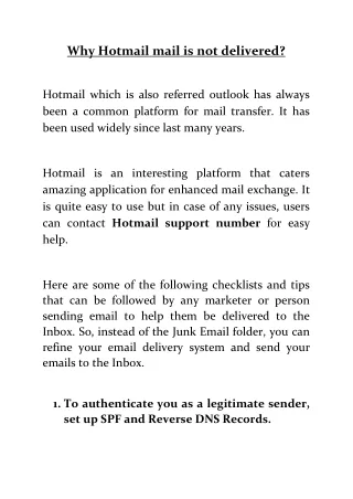 Why Hotmail mail is not delivered