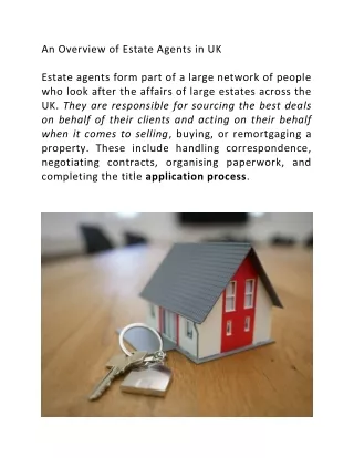 an overview of estate agents in uk estate agents