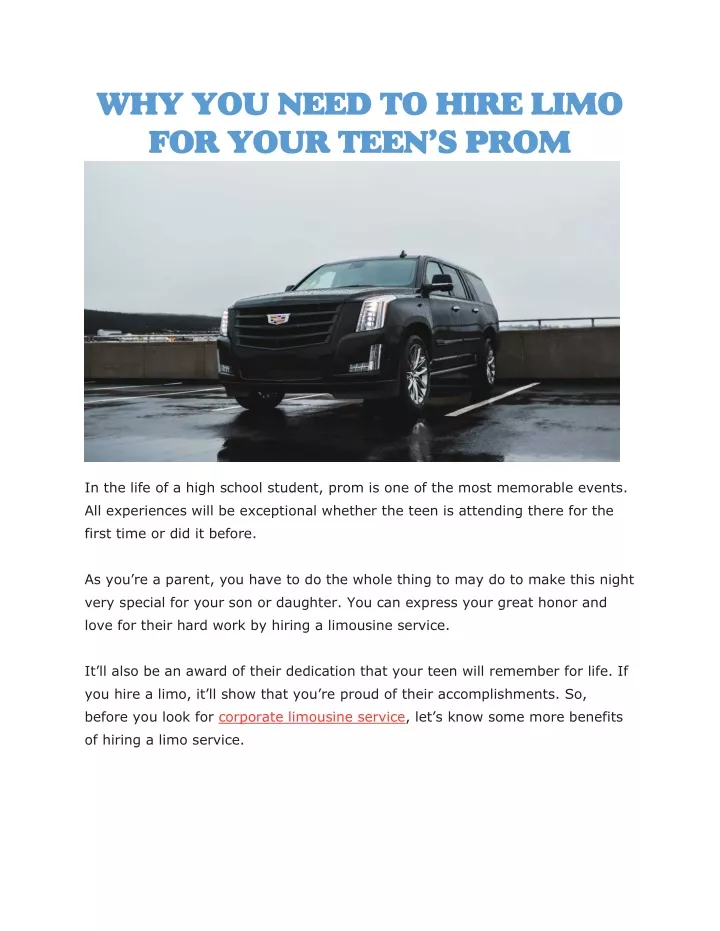 why you need to hire limo for your teen s prom