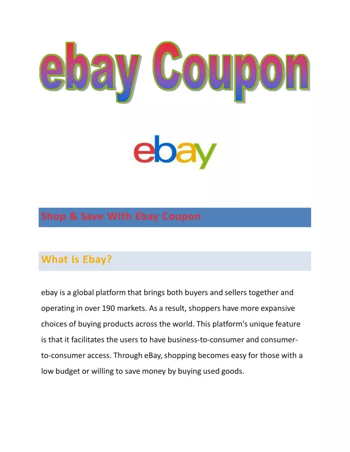 shop save with ebay coupon what is ebay ebay