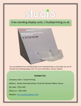 Free standing display units | Studioprinting.co.uk