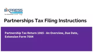 Partnerships Tax Filing Instructions