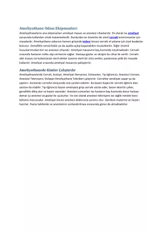 ameliyathane odas ekipmanlar ameliyathanelerin