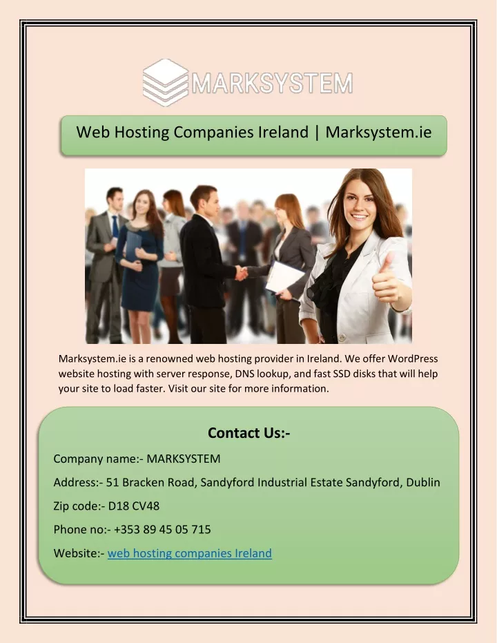 web hosting companies ireland marksystem ie